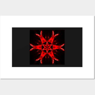 Ominous Red Kaleidoscope pattern (Seamless) 4 Posters and Art
